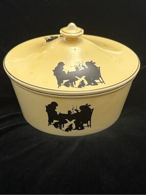 VTG Pale Yellow Crooksville China Co “Silhouette” Pattern Serving Tureen w/ Lid
